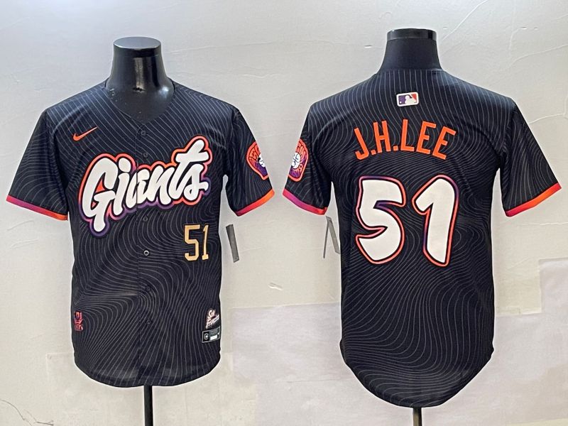 Men San Francisco Giants #51 J.H.Lee Black Second generation Joint Name Nike 2025 MLB Jersey style 3